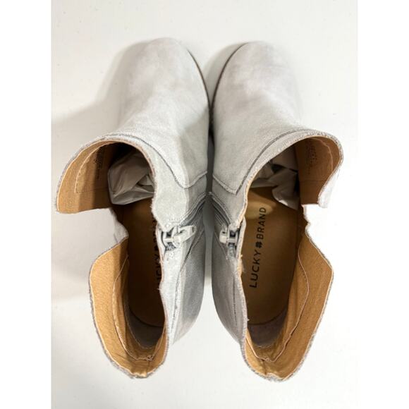 Lucky Brand Yabba Suede Leather Wedge Bootie Taupe Gray Size 9.5 NWOB - Picture 7 of 11